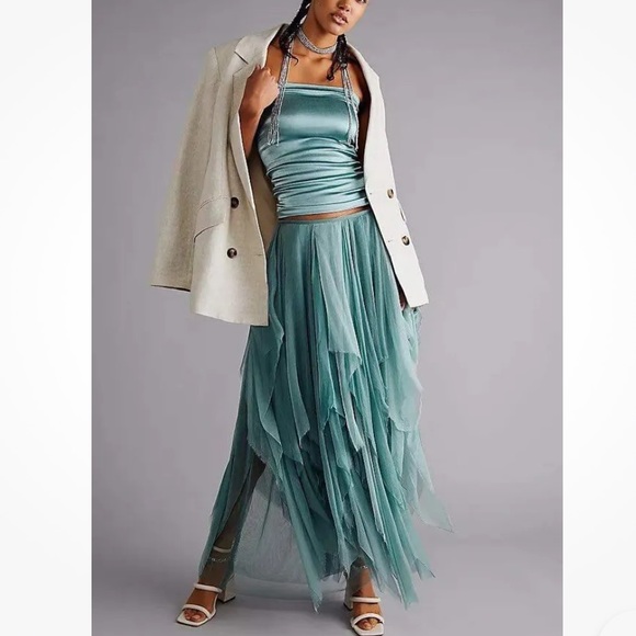 BRENDA KNIGHT x FREE PEOPLE Ballerina Skirt NEW Size XL Green Very Rare - Picture 1 of 13
